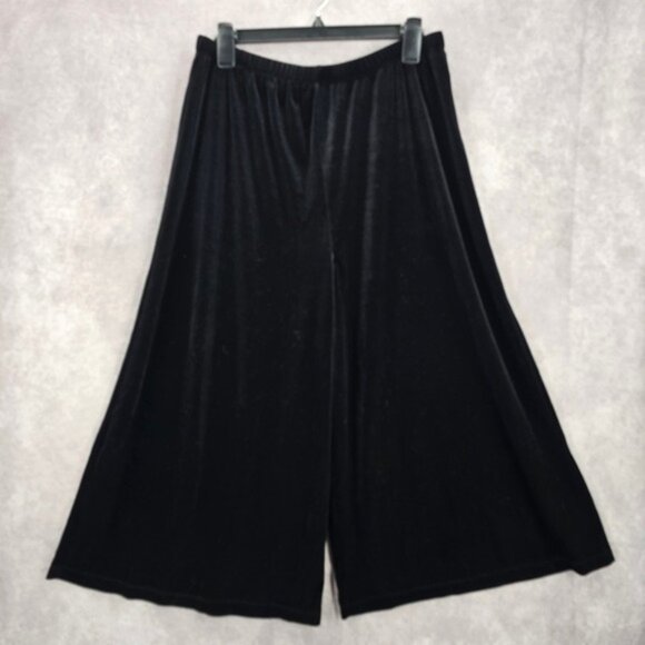 White Stag Black Velvet Crop Pants Ultra Wide Leg Boho Stretchy Capri M Medium - Picture 1 of 5